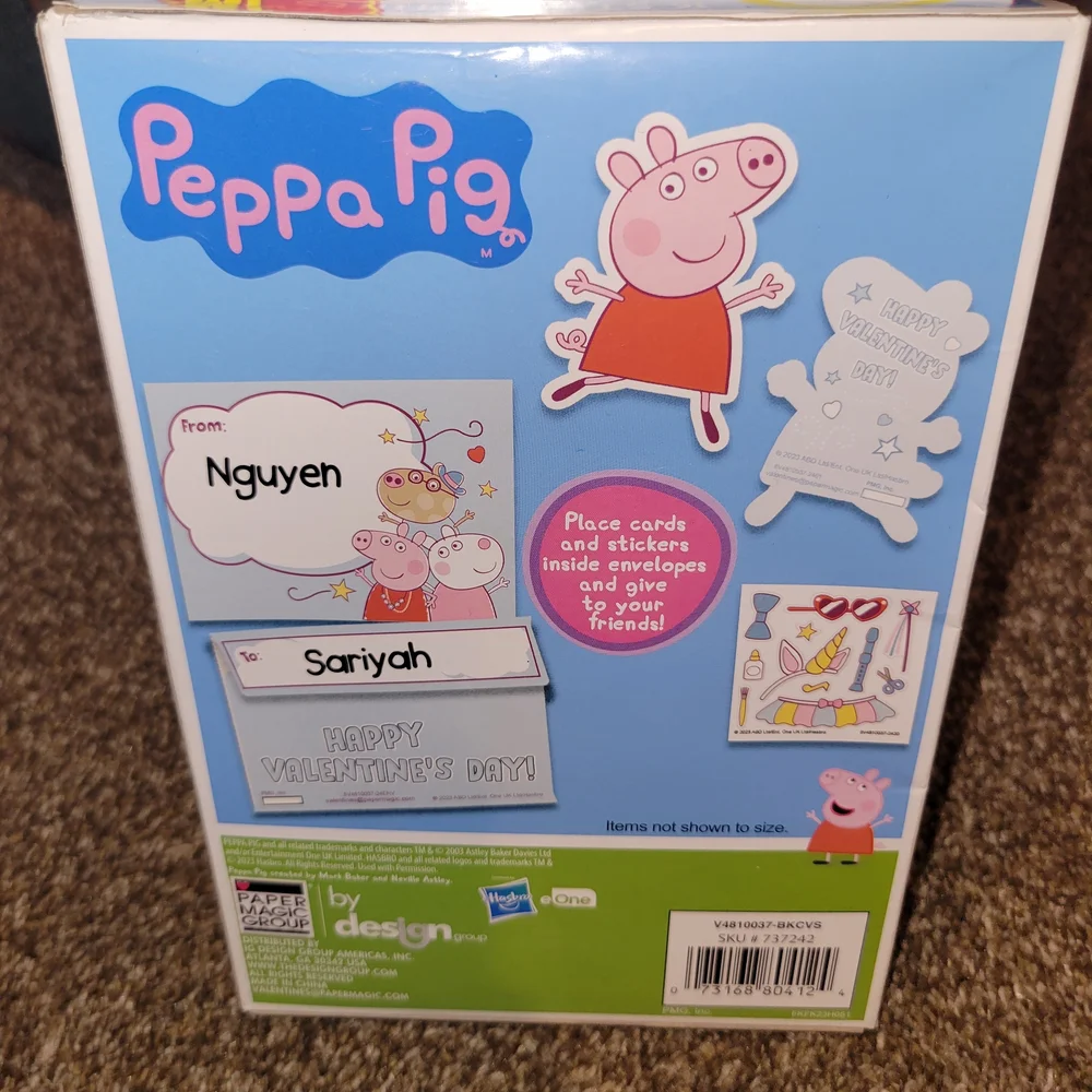 Peppa Pig and Mr. Potato Head Sticker Activity Valentines